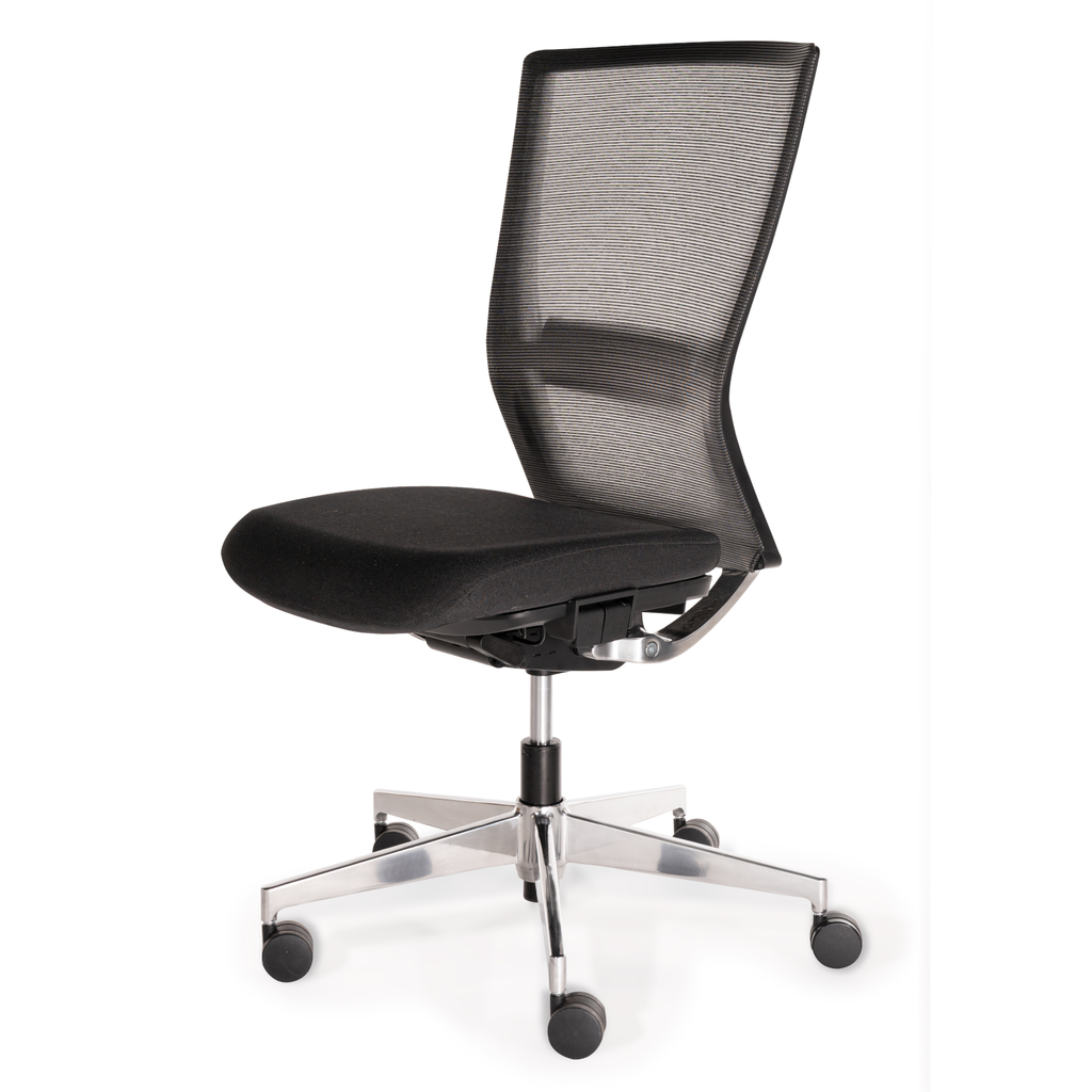 autobalance task chair mesh back, without armrest, aluminium base, zwart fabric seat