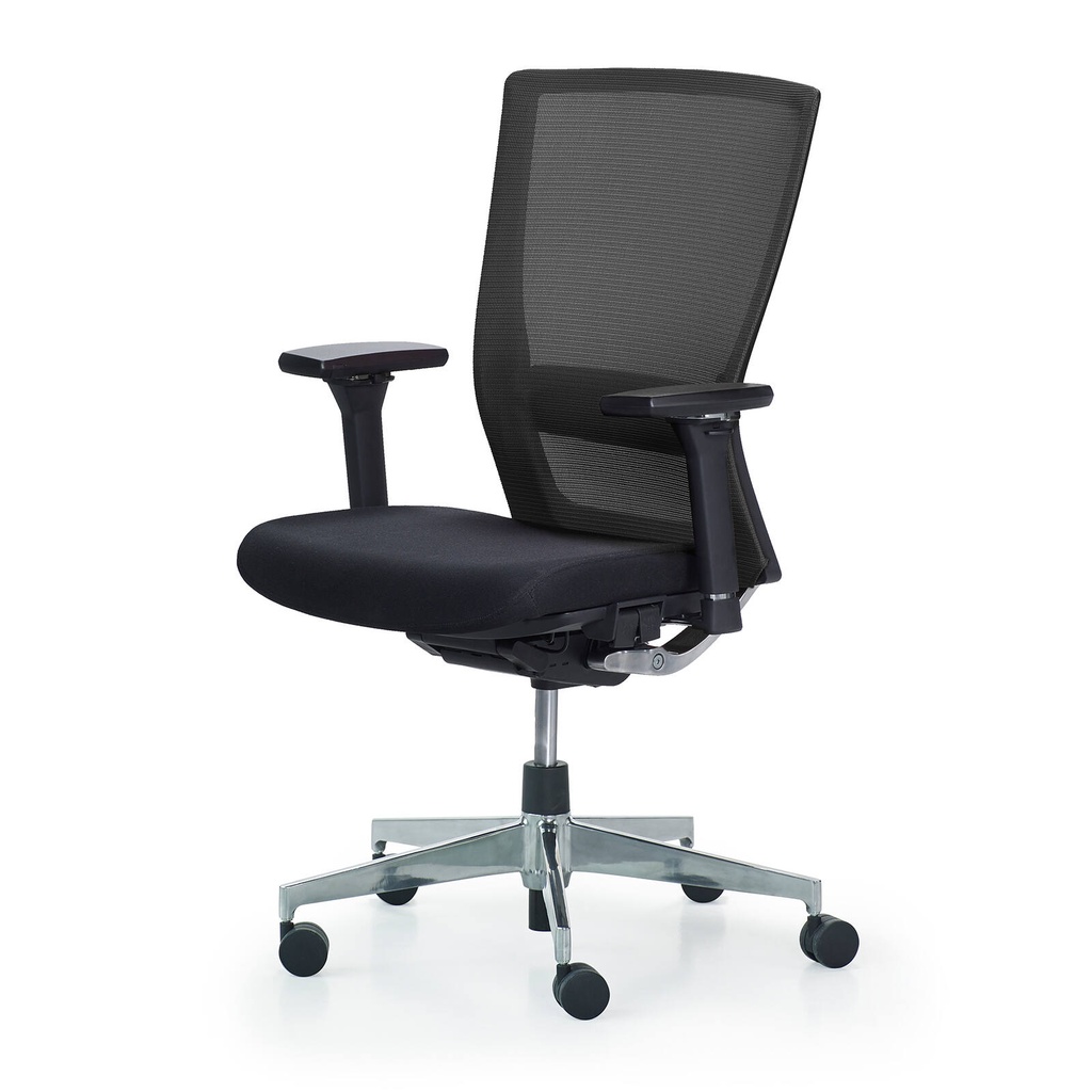 Autobalance, task chair mesh back, 4d armrest, aluminium base, black fabric seat