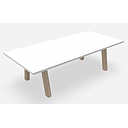 hybrid meeting table (top:white,  legs: transparant ash, size: 200x100cm)