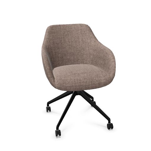 Rome Chair Swivel wheels (Range: 4 - Harmony | Colour: 100 | Priceclass: Fabric range 1 | Frame colour: Black)