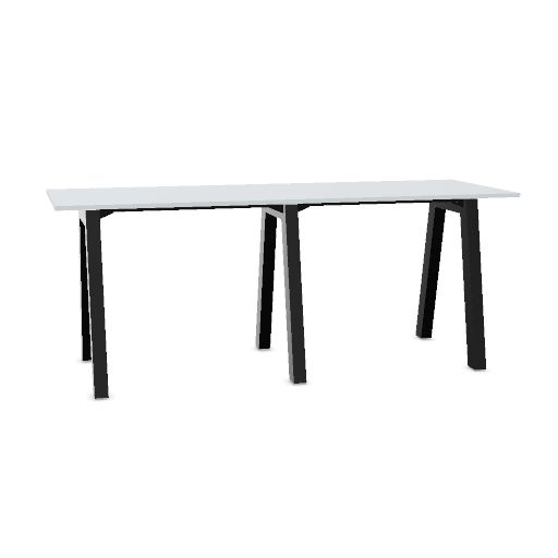 Hybrid table high 280cm (Worktop Width: 100 cm | Worktop Colour: Grey | Leg Colour: Zwart (RAL 9005))