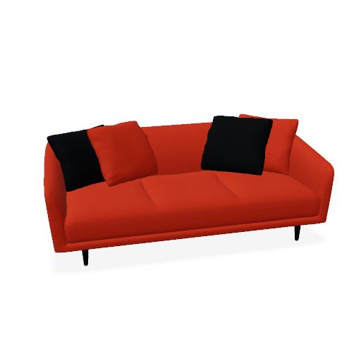 Triple 200 Sofa (Fabric / Leather Type: Class A | Fabric / Leather Collection: Camira - Xtreme | Fabric / Leather Color: YS076 Lobster | 1st Pillow Fabric / Leather Class: Class A | 1st Pillow Fabric / Leather Collection: Xtreme - Camira | 1st Pillow Fabric / Leather Color: YS009 Havana | 2nd Pillow Fabric / Leather Class: Class A | 2nd Pillow Fabric / Leather Collection: Xtreme - Camira | 2nd Pillow Fabric / Leather Color: YS076 Lobster | 3rd Pillow Fabric / Leather Class: Class A | 3rd Pillow Fabric / Leather Collection: Xtreme - Camira | 3rd Pillow Fabric / Leather Color: YS009 Havana | 4th Pillow Fabric / Leather Class: Class A | 4th Pillow Fabric / Leather Collection: Xtreme - Camira | 4th Pillow Fabric / Leather Color: YS076 Lobster | Base Type: Wood Base | Base Color: Black RAL 9005 | Dimension: W/H/D (mm): 2000 / 690 / 960 | Seat Dimension: SW/SD/AH (mm): 420 / 740 / 550 | Country: Metric)