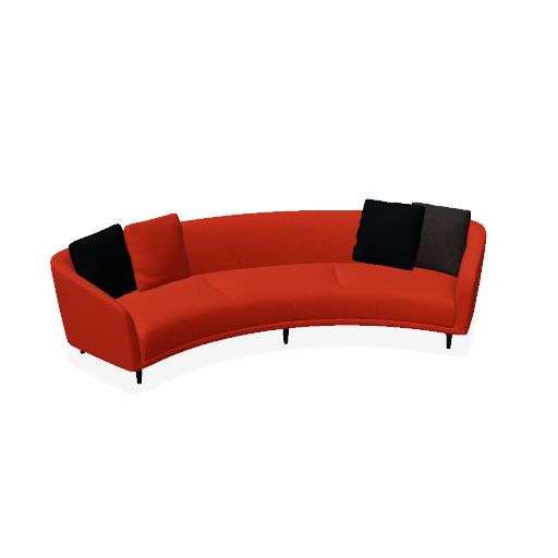 Curved 300 Sofa (Fabric / Leather Type: Class A | Fabric / Leather Collection: Camira - Xtreme | Fabric / Leather Color: YS076 Lobster | 1st Pillow Fabric / Leather Class: Class A | 1st Pillow Fabric / Leather Collection: Xtreme - Camira | 1st Pillow Fabric / Leather Color: YS009 Havana | 2nd Pillow Fabric / Leather Class: Class A | 2nd Pillow Fabric / Leather Collection: Xtreme - Camira | 2nd Pillow Fabric / Leather Color: YS076 Lobster | 3rd Pillow Fabric / Leather Class: Class A | 3rd Pillow Fabric / Leather Collection: Xtreme - Camira | 3rd Pillow Fabric / Leather Color: YS009 Havana | 4th Pillow Fabric / Leather Class: Class A | 4th Pillow Fabric / Leather Collection: New Sabine - Alya | 4th Pillow Fabric / Leather Color: Anthracite | Base Type: Wood Base | Base Color: Black RAL 9005 | Dimension: W/H/D (mm): 3000 / 690 / 1330 | Seat Dimension: SW/SD/AH (mm): 420 / 740 / 550 | Country: Metric)