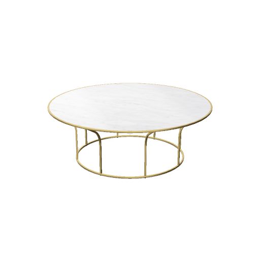 Cara Ø100x35h Occasional Table (Table Top Size: Round  Ø 100 x 35h | Table Top Material: 20mm Marble | Table Top Color: Carrara White | Base Color: Gold | Dimension: W/H/D (mm): 1000 / 350 / 1000 | Country: Metric)
