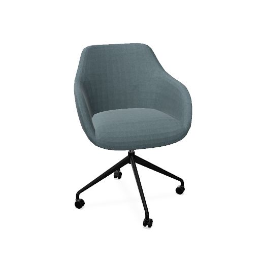 Rome Chair Swivel wheels (Range: Harmony | Colour: 601 | Priceclass: Fabric range 1 | Frame colour: Black)