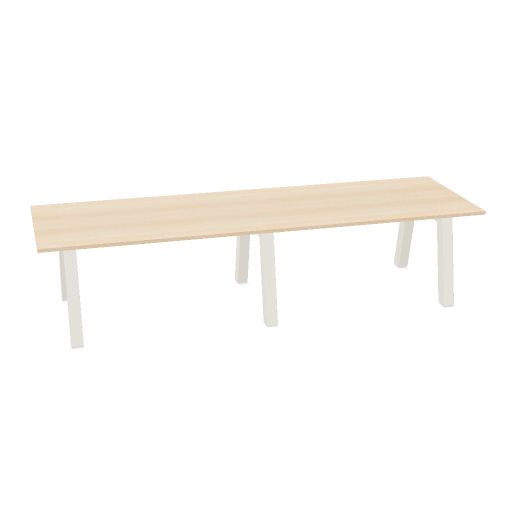 Hybrid table low 320cm (Worktop Width: 100 cm | Worktop Colour: Bleached oak | Leg Colour: Wit (RAL 9010))