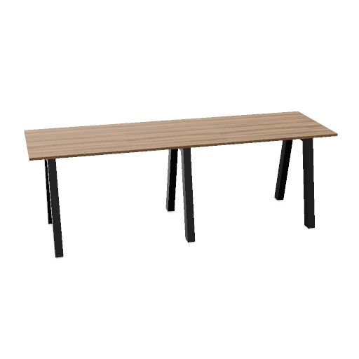Hybrid tafel Hoog 320cm (Werkblad breedte: 100 cm | Werkblad kleur: EP - Caramel Walnut | Pootkleur : Zwart (RAL 9005))