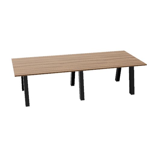 Hybrid tafel Laag 280cm (Werkblad breedte: 120 cm | Werkblad kleur: EP - Caramel Walnut | Pootkleur : Zwart (RAL 9005))