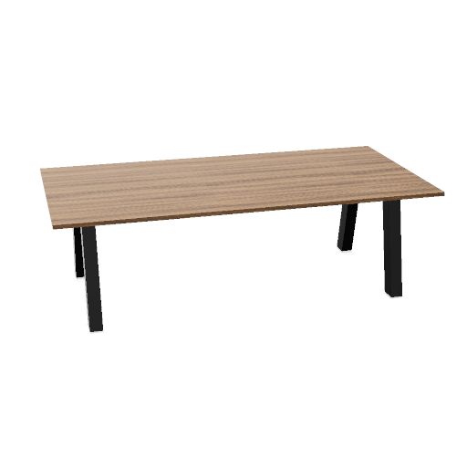 Hybrid tafel Laag 240cm (Werkblad breedte: 120 cm | Werkblad kleur: EP - Caramel Walnut | Pootkleur : Zwart (RAL 9005))