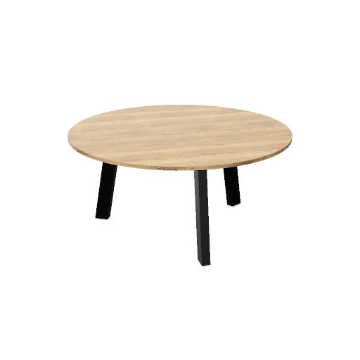 Hybrid tafel rond 160cm (Werkblad kleur: DF - Natural Halifax Oak | Pootkleur : Zwart (RAL 9005))