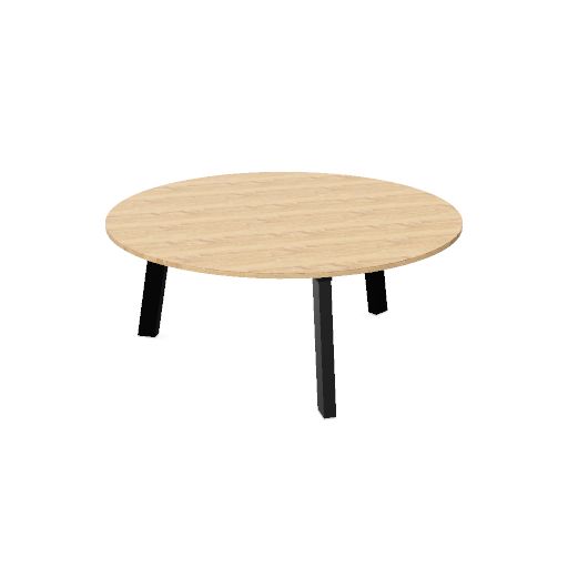 Hybrid tafel rond 180cm (Werkblad kleur: Bardolino eiken | Pootkleur : Zwart (RAL 9005))