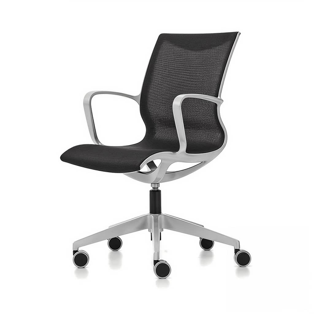 M1 taskchair, frame white, mesh light grey