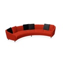 Curved 360 Sofa (Fabric / Leather Type: Class A | Fabric / Leather Collection: Camira - Xtreme | Fabric / Leather Color: YS076 Lobster | 1st Pillow Fabric / Leather Class: Class A | 1st Pillow Fabric / Leather Collection: Xtreme - Camira | 1st Pillow Fabric / Leather Color: YS009 Havana | 2nd Pillow Fabric / Leather Class: Class A | 2nd Pillow Fabric / Leather Collection: Xtreme - Camira | 2nd Pillow Fabric / Leather Color: YS076 Lobster | 3rd Pillow Fabric / Leather Class: Class A | 3rd Pillow Fabric / Leather Collection: Xtreme - Camira | 3rd Pillow Fabric / Leather Color: YS009 Havana | 4th Pillow Fabric / Leather Class: Class A | 4th Pillow Fabric / Leather Collection: New Sabine - Alya | 4th Pillow Fabric / Leather Color: Anthracite | 5th Pillow Fabric / Leather Class: Class A | 5th Pillow Fabric / Leather Collection: Nino - Alya | 5th Pillow Fabric / Leather Color: Nino 09-24 | 6th Pillow Fabric / Leather Class: Class A | 6th Pillow Fabric / Leather Collection: Xtreme - Camira | 6th Pillow Fabric / Leather Color: YS076 Lobster | Base Type: Wood Base | Base Color: Black RAL 9005 | Dimension: W/H/D (mm): 3600 / 690 / 1540 | Seat Dimension: SW/SD/AH (mm): 420 / 740 / 550 | Country: Metric)