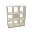 M-Store Open vakkenkast 9x, 120x99x45 cm (Kleur romp : Driftwood | Bladdecor : Wit)